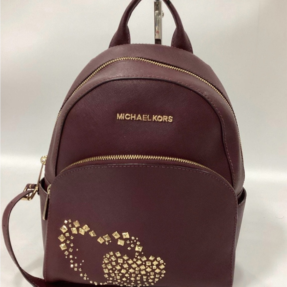Michael Kors Burgundy Backpack with Gold Details